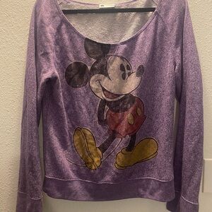 Disney Parks  Purple Mickey Mouse‎ Crew Neck Sweater Size XL